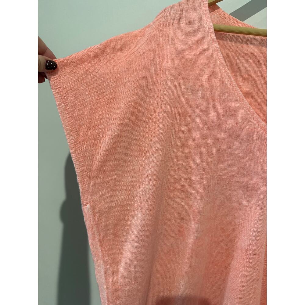 Lilly Pulitzer 100% LINEN Sanford Top Coral V Neck Relaxed Coverup L/XL FLAW - Picture 2 of 11